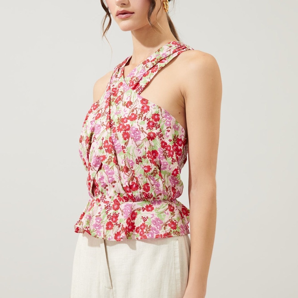 Sugarlips Dione Cross Front Sleeveless Peplum Top Size Medium NWOT